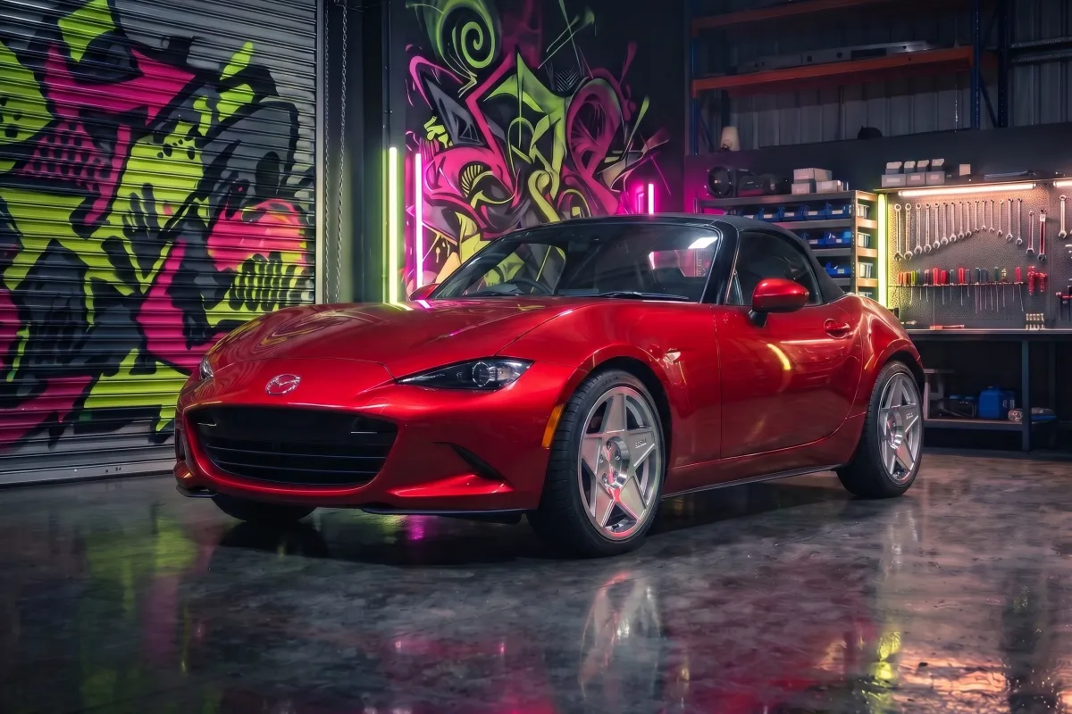 The same 2023 Mazda MX-5 with new wheels